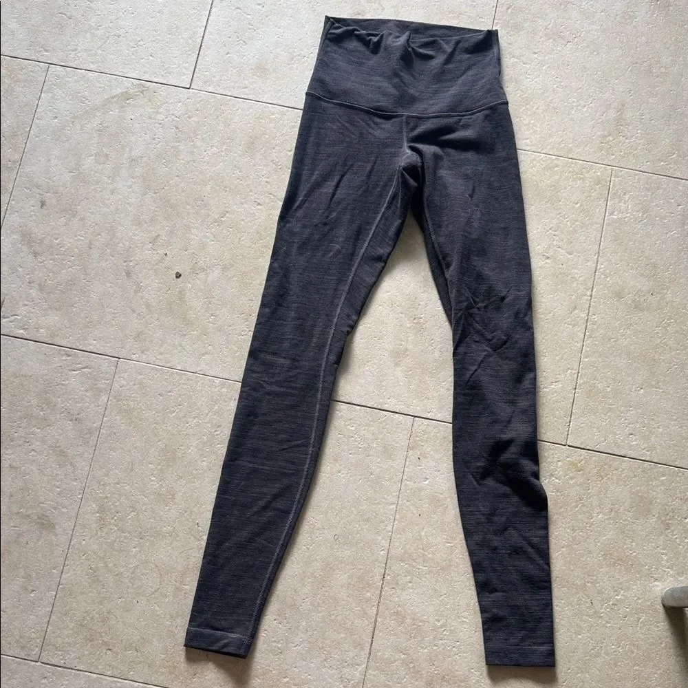 High-Waisted Striped Brown Navy Dark Leggings LULULEMON Size 4